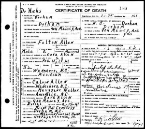 Death Certificate Fulton Allen